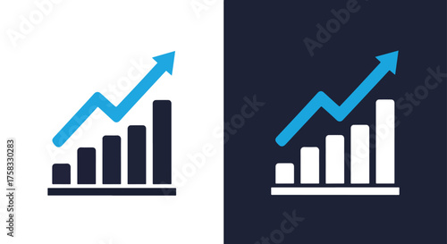 Growth chart icon set success analytics finance business upswing data trend arrow up -  Glyph solid icon - Editable modern style icon.