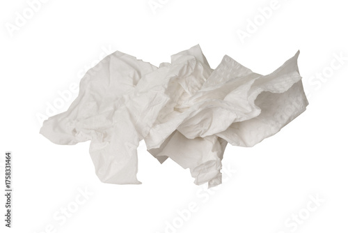 Crumpled tissue paper or napkins isolated on transparent.