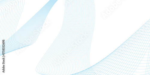 Abstract blue smooth wave on a white background. Dynamic sound wave. Design element. Vector illustration.	