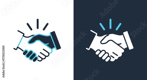 Handshake icon set representing agreement partnership and collaboration two styles -  Glyph solid icon - Editable modern style icon.