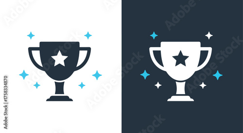 Champion trophy icon set success achievement award recognition winning celebration -  Glyph solid icon - Editable modern style icon.