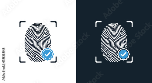 Fingerprint scan icon set for biometric authentication and security verification -  Glyph solid icon - Editable modern style icon.