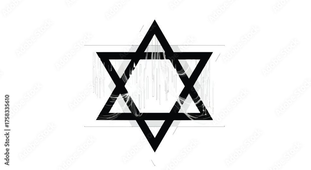 Fototapeta premium Bold Star of David symbol with distressed texture, representing faith and heritage