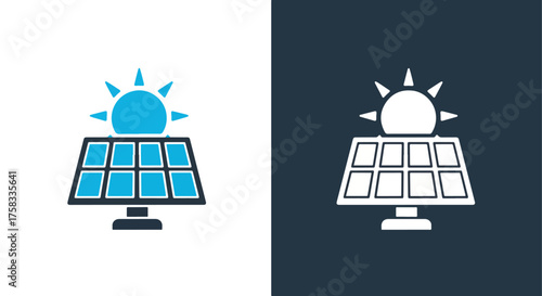 Solar panel sun icon set renewable energy electricity power generation technology clean energy symbols -  Glyph solid icon - Editable modern style icon.