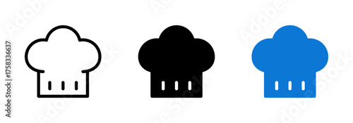 Chef hat icon representing cooking, culinary arts, and food industry, suitable for restaurant, kitchen, cooking classes, food services, and hospitality design projects