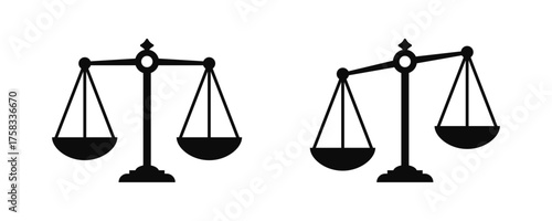 Scales of justice icon representing law, equality, and fairness, suitable for legal, justice, and judicial system design projects, courtrooms, and legal services