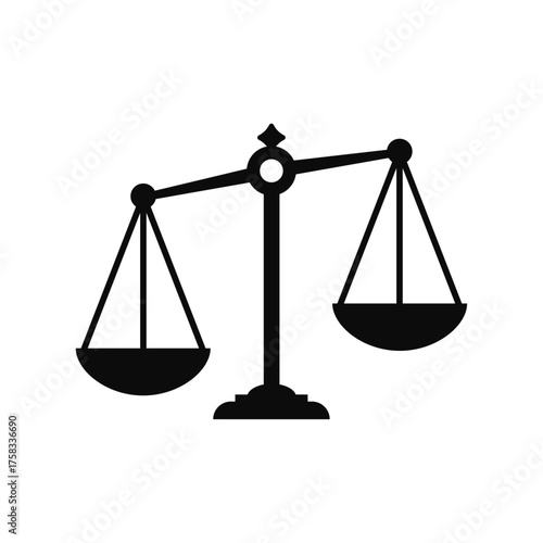 Scales of justice icon representing law, equality, and fairness, suitable for legal, justice, and judicial system design projects, courtrooms, and legal services