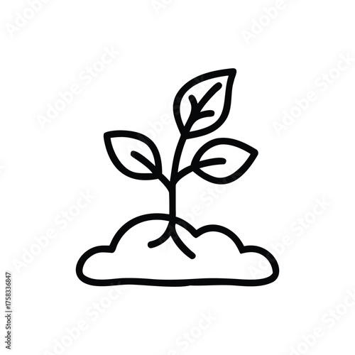 Growth Illustration: A minimalist line art illustration of a nascent plant pushing through the soil, symbolizing growth and the beginning of life. 