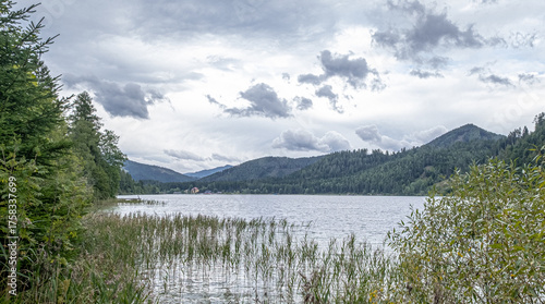 On hike from Gemeindealpe 1626 m summit down to Erlaufsee lake at 827 m, Lower Austria Limestone Alps in Mitterbach am Erlaufsee municipality, Styria, Austria