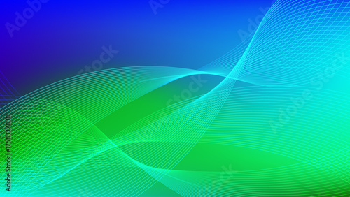 Green and blue gradient mesh abstract background with wavy blended lines nice for wallpaper or banner