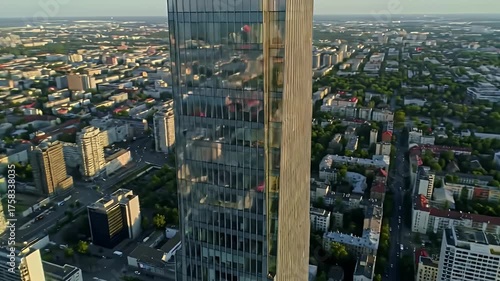 Modern Skyscraper City Aerial View.