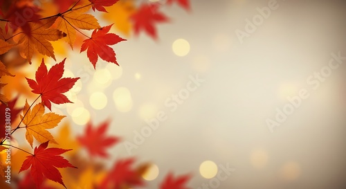 Autumn leaves with warm colors and bokeh light effect for background