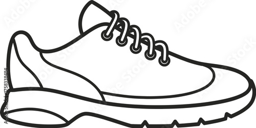 Simple black and white line drawing vector illustration of a running shoe for scalable eps design silhouette vector illustration white background