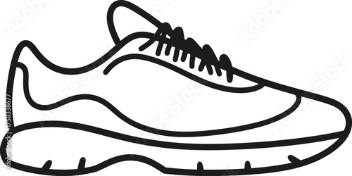 Simple black and white line drawing of a running shoe vector illustration scalable eps icon silhouette vector illustration white background