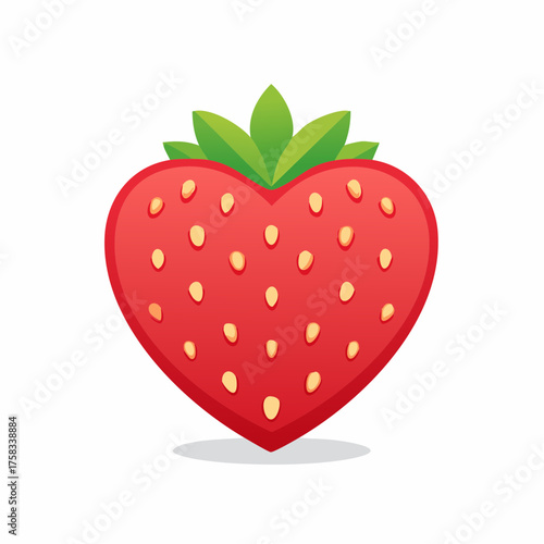 A heart-shaped strawberry icon, symbol of love and freshness perfect for Valentine's Day design
