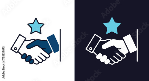 Business partnership success agreement star icon set for web and apps -  Glyph solid icon - Editable modern style icon.