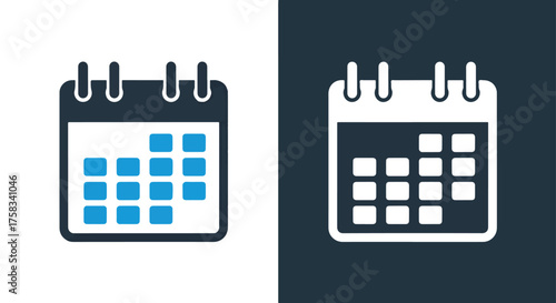 Modern calendar icons for web apps scheduling planning and organization tasks -  Glyph solid icon - Editable modern style icon.