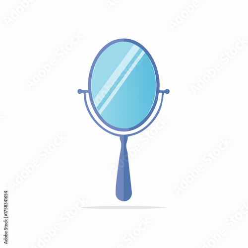 Elegant Oval Handheld Mirror in Serene Blue Tones for Vanity and Reflection