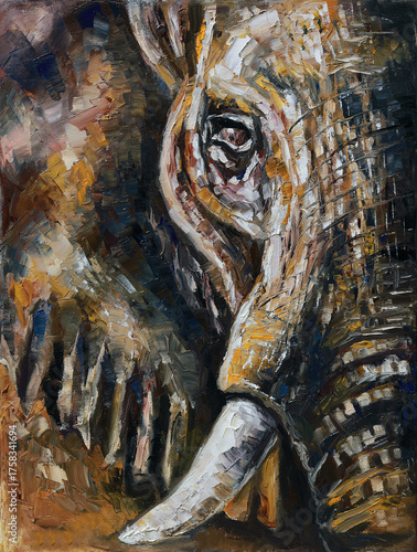 Majestic Elephant Portrait – Wildlife Oil Painting