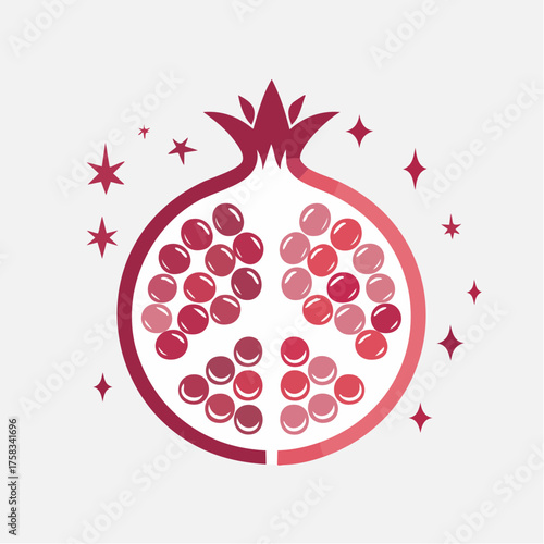 Elegant Pomegranate Vector Illustration with Sparkles for Design and Decoration