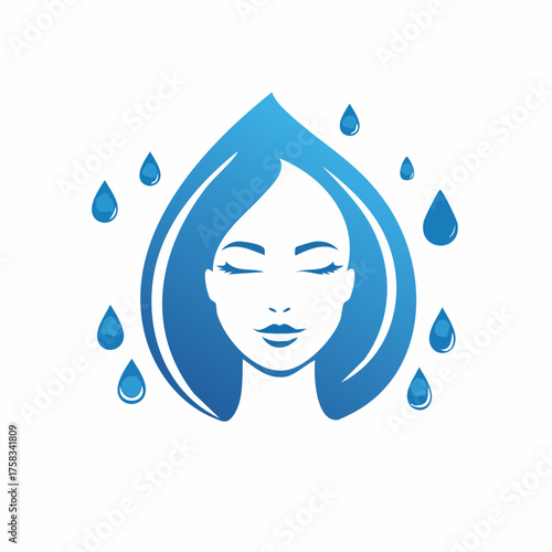 Elegant Water Drop Woman Logo for Beauty Wellness and Natural Products Design