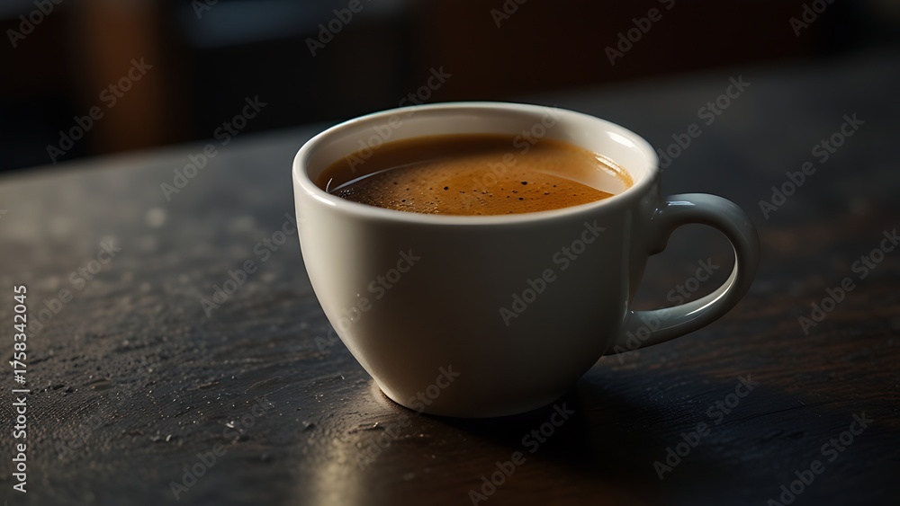 Fototapeta premium Warm drink with smooth surface and gentle reflective highlights
