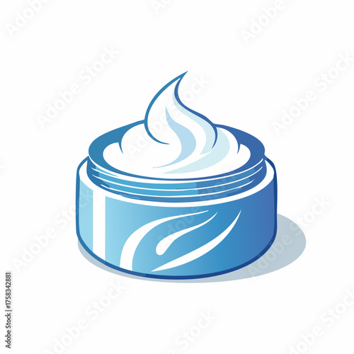 Illustration of a cosmetic cream jar with blue design for beauty products