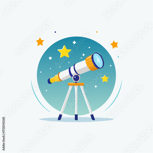 Illustration of a telescope for stargazing and astronomy observation