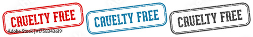 cruelty free stamp. cruelty free rectangular stamp set isolated on white background