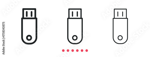 Flash drive icon. Thin line icon vector