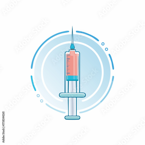Medical Injection Icon: Modern Vector Illustration of a Syringe with Fluid