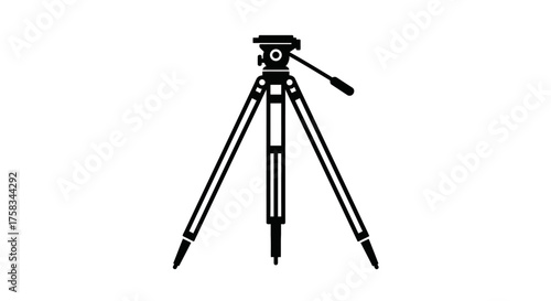 A black and white isolated tripod for photography or videography equipment