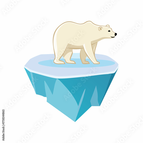Polar bear on iceberg illustration representing climate change and arctic environment