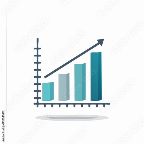 Stylized Bar Graph Illustrating Business Growth and Financial Progress Visualization