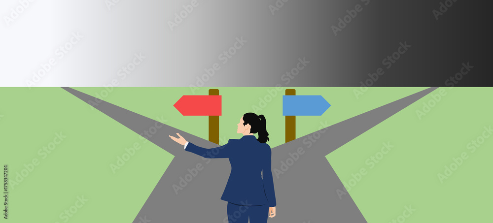 Obraz premium 人生の分岐点のイラスト