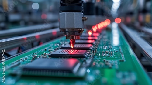 High-tech Automation in a Factory Assembly Line for Consumer Electronics with Precision Components