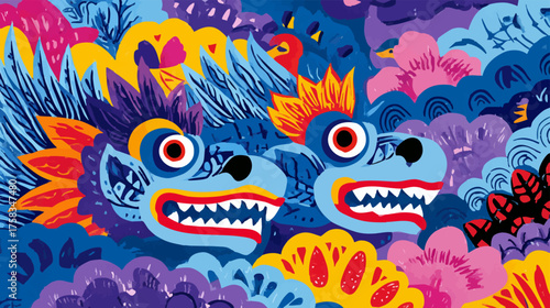 vibrant chinese dragon dance festival art