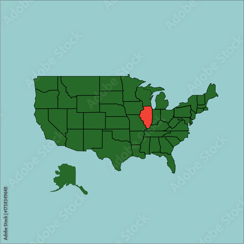 map america highlighting illinois