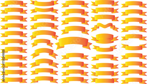 Collection of golden ribbon banners 