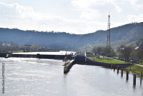Moselle river lock in Luxembourg