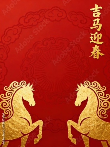 Auspicious Horses Bring Blessings for the traditional Chinese New Year background