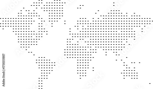 World map in rectangular horizontal pixel vector dotted shape