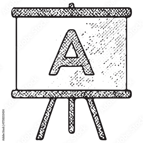 Presentation Easel with Letter A – Education and Business Vector Icon