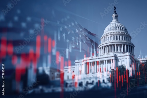 Wallpaper Mural Capitol Building, Stock Market Graph and American Flag Torontodigital.ca