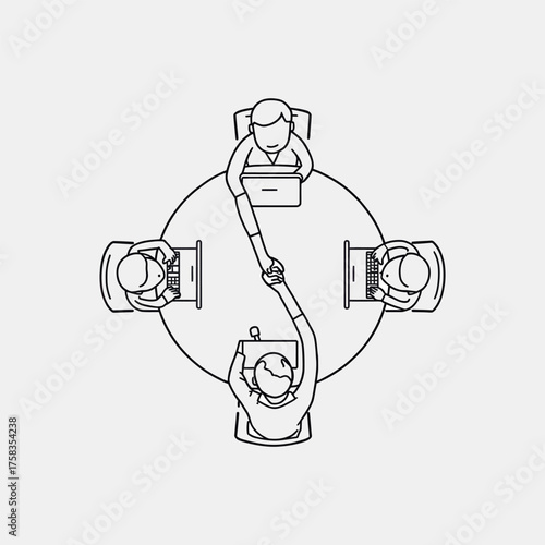 Professional partnership agreement handshake at business meeting,  sealing a deal in a modern office workspace for collaborative success,  team synergy,  and innovation, Adobe Illustrator Artwork