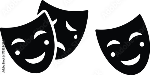 black theatre mask icon vector 