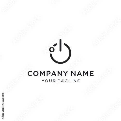 Minimalist power button logo design for technology company branding.