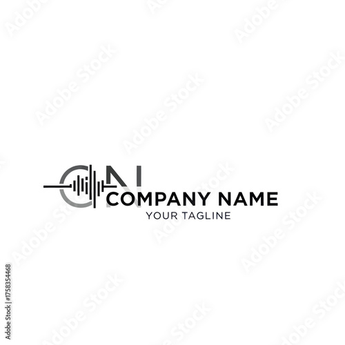 Modern AI Company Logo with Sound Wave and Text Elements.
