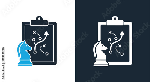 Strategic planning chess knight icon set for business success and game strategy -  Glyph solid icon - Editable modern style icon.