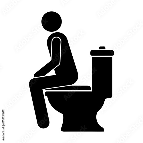 Silhouette of a person sitting on a toilet, representing a common bodily function and personal hygiene